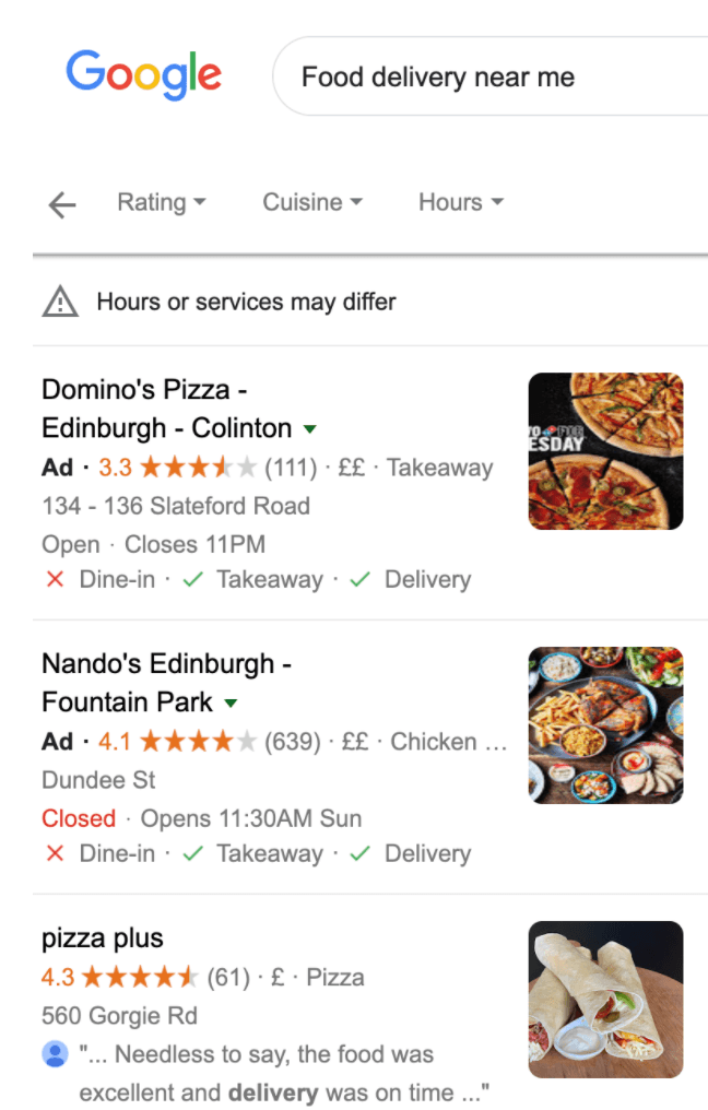 Local food shop delivery near me