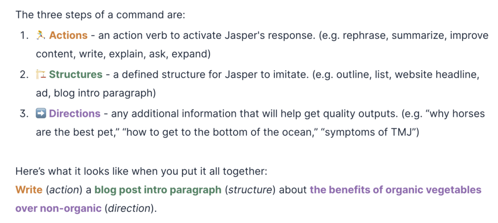 Jasper commands